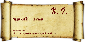 Nyakó Irma névjegykártya